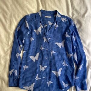 Equipment Femme Blue Butterfly Button-Up Blouse